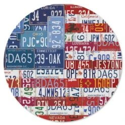 USA Flag 12" X 12" Circular Wood Decor