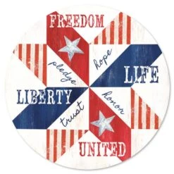 Patriotic 12" X 12" Circular Wood Decor