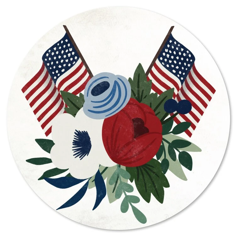 America Floral 12" X 12" Circular Wood Decor 3 America Floral 12" X 12" Circular Wood Decor