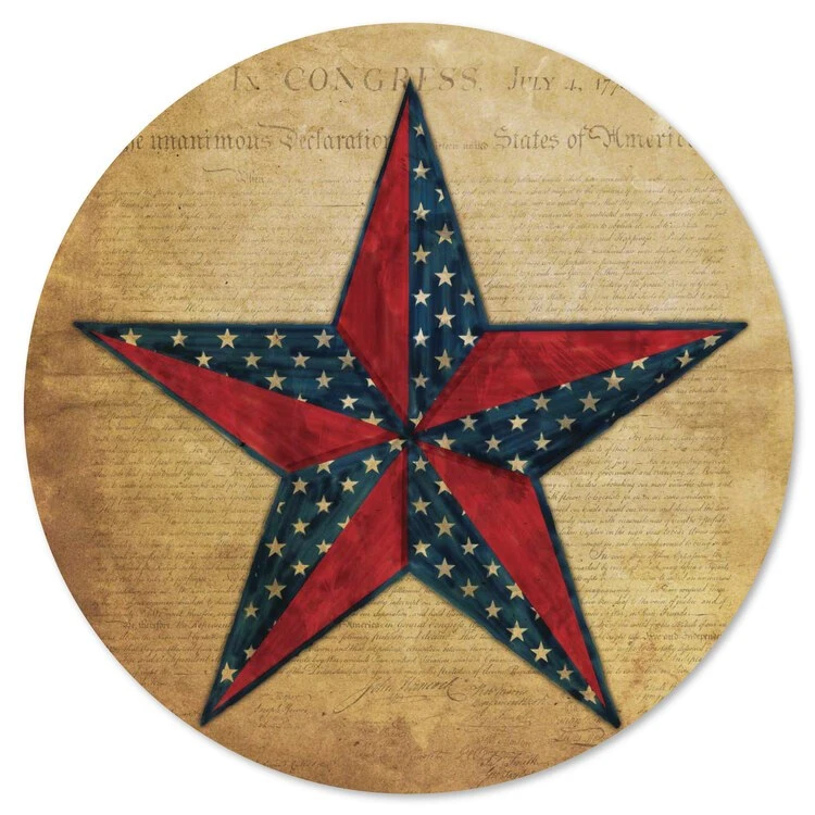 Flag Star II 12" X 12" Circular Wood Decor 3 Flag Star II 12" X 12" Circular Wood Decor