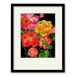 Vintage Bouquet IV 16" X 20" Framed And Matted Art