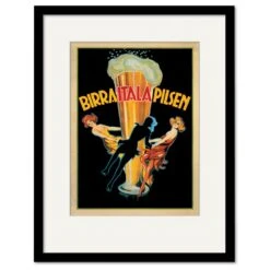 Birra Itala Pilsen 1920 Ca 16" X 20" Framed And Matted Art