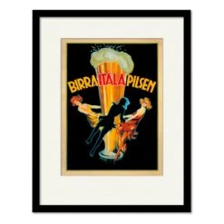 Birra Itala Pilsen 1920 Ca 20" X 24" Framed And Matted Art
