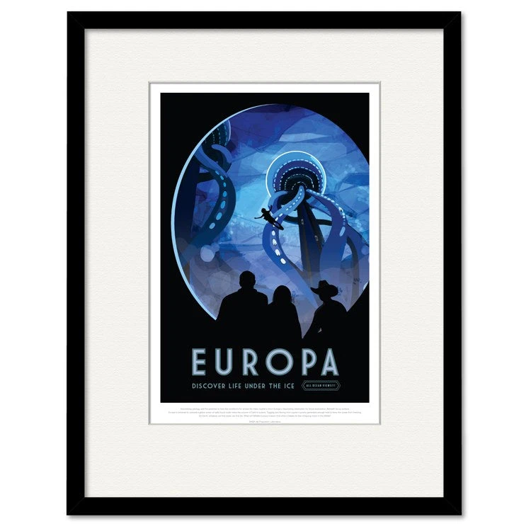 Europa Discover Life Under The Ice 16" X 20" Framed And Matted Art 3 Europa Discover Life Under The Ice 16" X 20" Framed And Matted Art