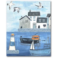 Seaside Town II 20" X 24" Gallery-Wrapped Canvas Wall Art