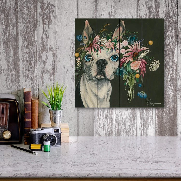 Boston Terrier 12" X 12" Wood Pallet Wall Art 4 Boston Terrier 12" X 12" Wood Pallet Wall Art - Image 2