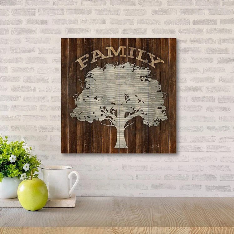Metal Family Tree 12" X 12" Wood Pallet Wall Art 4 Metal Family Tree 12" X 12" Wood Pallet Wall Art - Image 2