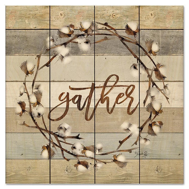 Gather Cotton Wreath 12" X 12" Wood Pallet Wall Art 3 Gather Cotton Wreath 12" X 12" Wood Pallet Wall Art