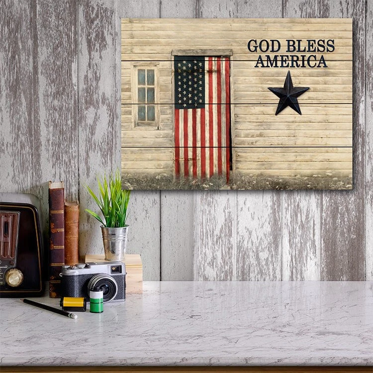 God Bless American Flag 12" X 16" Wood Pallet Wall Art 4 God Bless American Flag 12" X 16" Wood Pallet Wall Art - Image 2