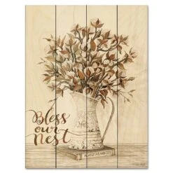 Bless Our Nest Cotton Bouquet 12" X 16" Wood Pallet Wall Art