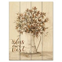 Bless Our Nest Cotton Bouquet 16" X 20" Wood Pallet Wall Art
