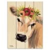 Jersey Cow With Floral Crown 12" X 16" Wood Pallet Wall Art