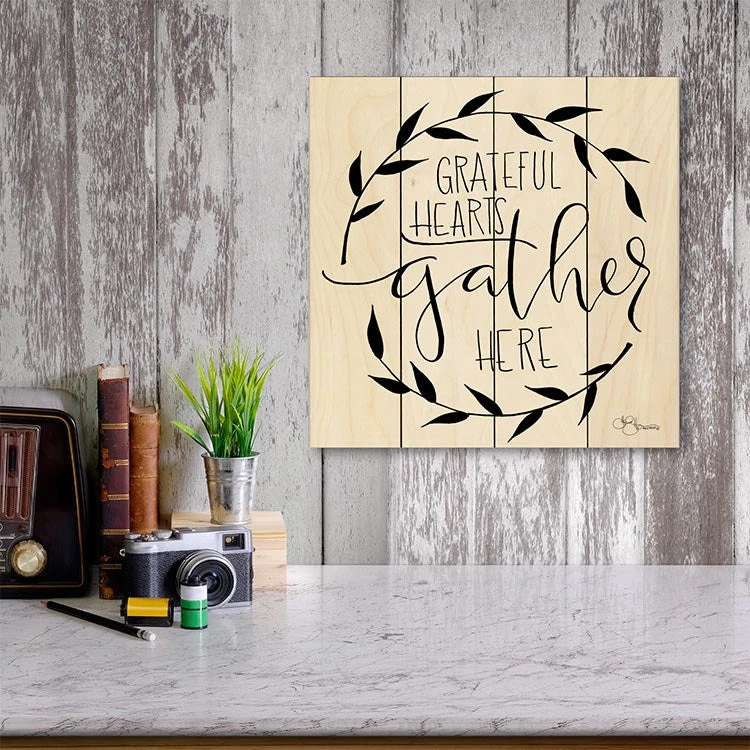 Grateful Hearts Gather Here 12" X 12" Wood Pallet Wall Art 4 Grateful Hearts Gather Here 12" X 12" Wood Pallet Wall Art - Image 2