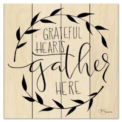 Grateful Hearts Gather Here 18" X 18" Wood Pallet Wall Art