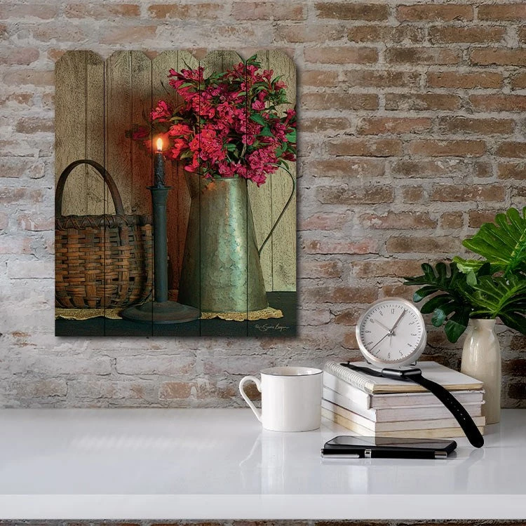 Basket And Blossoms 9" X 12" Wood Picket Wall Art 4 Basket And Blossoms 9" X 12" Wood Picket Wall Art - Image 2