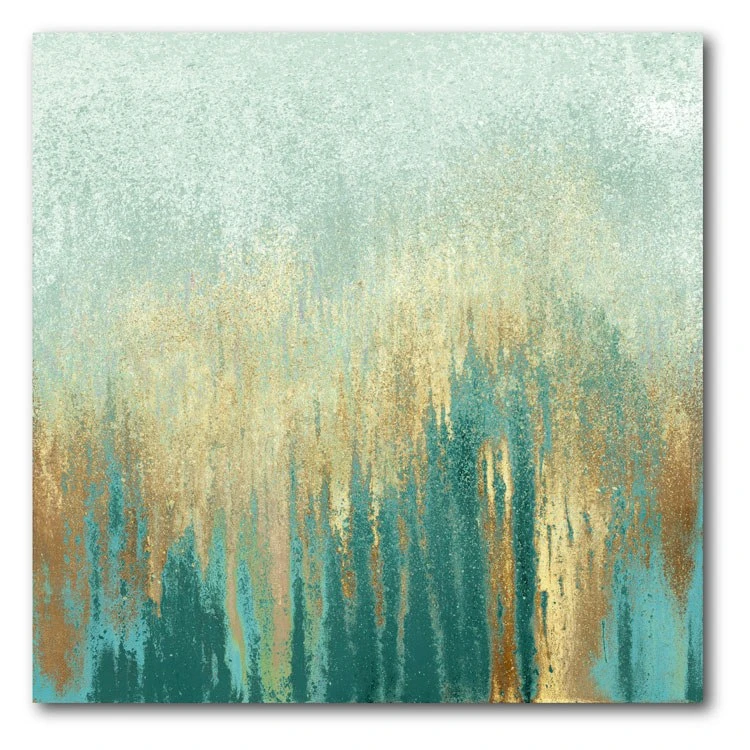 Teal Woods In Gold I 24" X 24" Gallery-Wrapped Canvas Wall Art 3 Teal Woods In Gold I 24" X 24" Gallery-Wrapped Canvas Wall Art