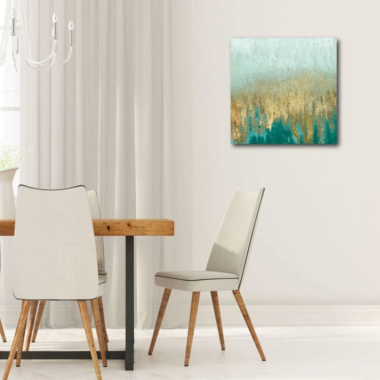 Teal Woods In Gold II 16" X 16" Gallery-Wrapped Canvas Wall Art 4 Teal Woods In Gold II 16" X 16" Gallery-Wrapped Canvas Wall Art - Image 2