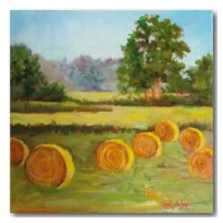Hay Bales In The Summer I 30" X 30" Gallery-Wrapped Canvas Wall Art