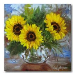 Sunflowers V 16" X 16" Gallery-Wrapped Canvas Wall Art