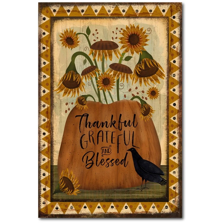 Thankful Grateful Blessed Fall Flag 24" X 36" Gallery-Wrapped Canvas Wall Art 3 Thankful Grateful Blessed Fall Flag 24" X 36" Gallery-Wrapped Canvas Wall Art