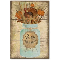 Give Thanks Jar 24" X 36" Gallery-Wrapped Canvas Wall Art
