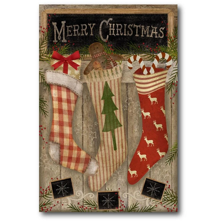Christmas Stockings 12" X 18" Gallery-wrapped Canvas Wall Art 3 Christmas Stockings 12" X 18" Gallery-wrapped Canvas Wall Art