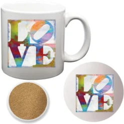 Courtside Market Love White 20 Oz Mug & Ceramic Coaster Set