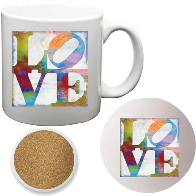 Courtside Market Love White 20 Oz Mug & Ceramic Coaster Set 3 Courtside Market Love White 20 Oz Mug & Ceramic Coaster Set