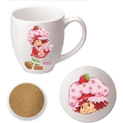 Courtside Market Strawberry Shortcake Sweet 16 Oz Mug & Ceramic Coaster Set