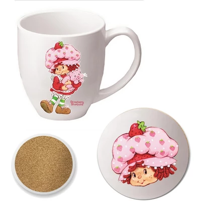Courtside Market Strawberry Shortcake Sweet 16 Oz Mug & Ceramic Coaster Set 3 Courtside Market Strawberry Shortcake Sweet 16 Oz Mug & Ceramic Coaster Set
