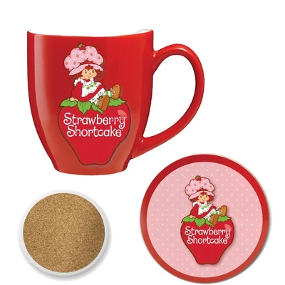 Courtside Market Strawberry Shortcake Love 16 Oz Mug & Ceramic Coaster Set 3 Courtside Market Strawberry Shortcake Love 16 Oz Mug & Ceramic Coaster Set