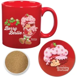 Courtside Market Strawberry Shortcake Berry Sweet 20 Oz Mug & Ceramic Coaster Set