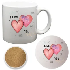 Courtside Market Love Connection II 20 Oz Mug & Ceramic Coaster Set