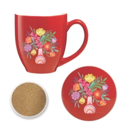 Courtside Market Bold Bouquet 16 Oz Mug & Ceramic Coaster Set