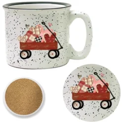 Courtside Market Loads Of Love Wagon 15 Oz Mug & Ceramic Coaster Set